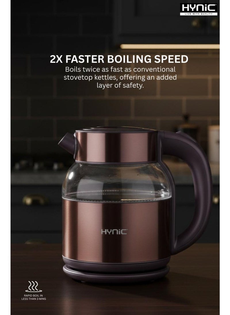 Hynic Stainless Steel & Glass Electric Kettle – 1.8L, 1500W Rapid Boil with Auto Cut-Off - Image 2